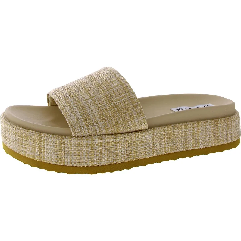 Trendy sandals for summer coastal evenings-Steve Madden Womens Kasper Faux Leather Woven Slide Sandals