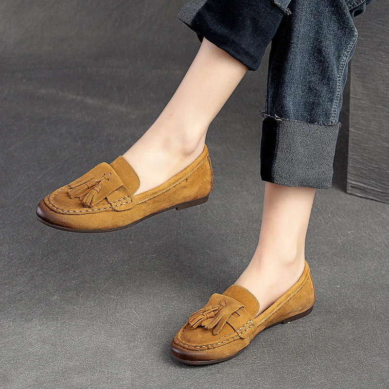 Best loafers for summer evening strolls-Women Retro Casual Soft Lightweight Leather Loafers