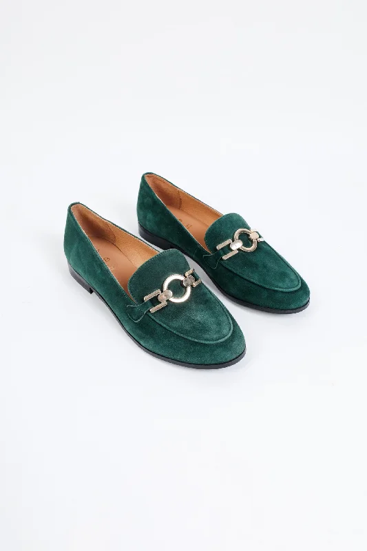 Fashionable loafers for weekend city vibes-ODET GREEN - Gold Trim Loafer