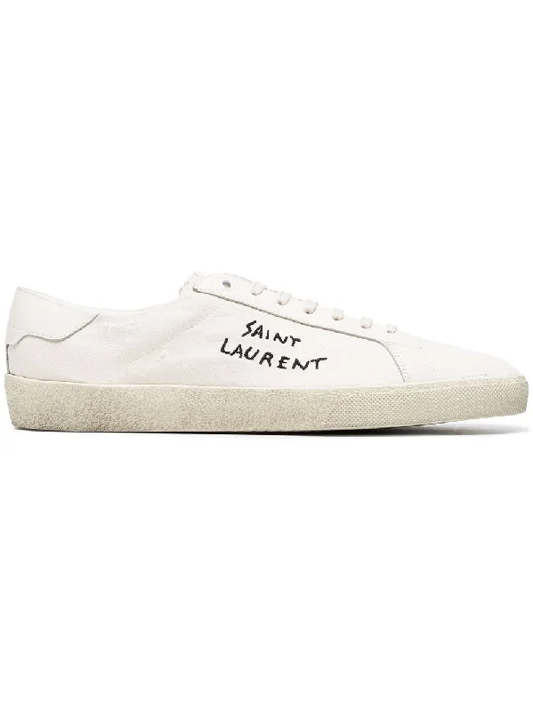 Athletic shoes with enhanced grip -SAINT LAURENT Trendy Beige Men's Sneakers for 2024