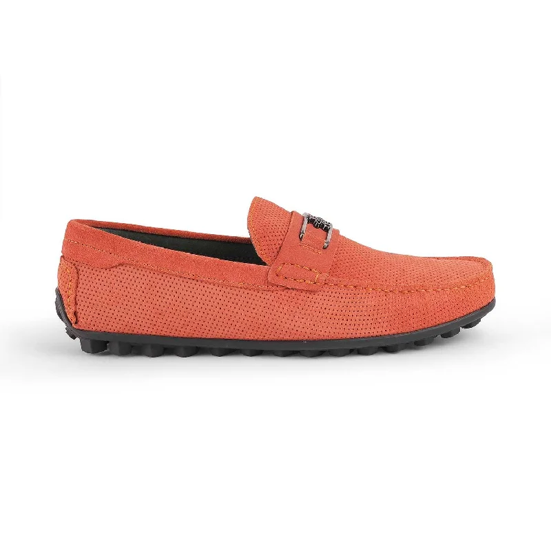 Durable loafers for daily evening strolls-Tresmode Bren Orange Men's Suede Leather Driving Loafers