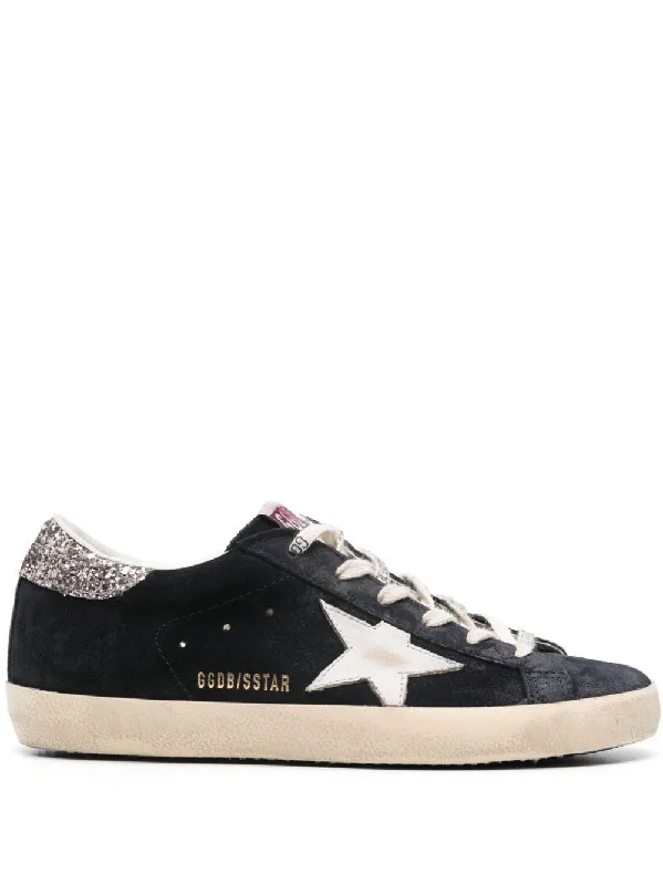 Athletic shoes with adaptive support -GOLDEN GOOSE Super-Star Blue and Silver Sneakers