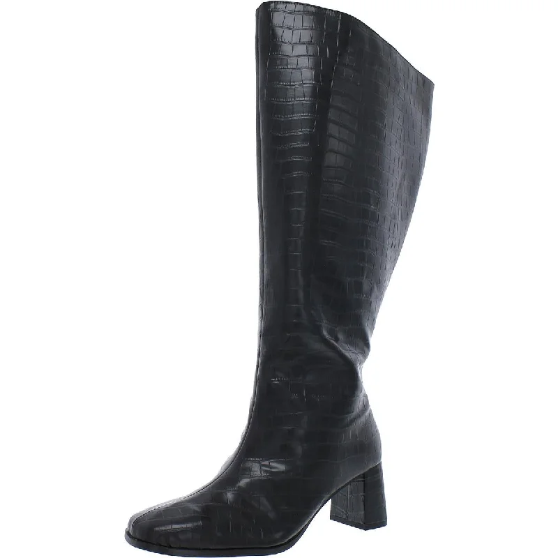 Boots for daily trail wear -Fashion to Figure Womens CROC KNEE HIGH Faux Leather Casual Knee-High Boots