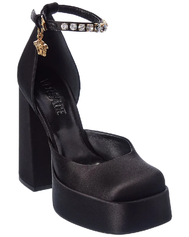 High heels for blended fall attire -Versace Aevitas Silk Platform Pump