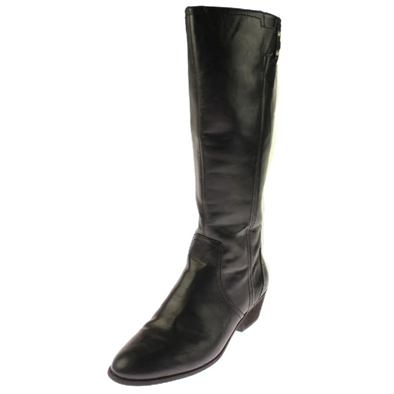 Boots with neat ridge tones -Dr. Scholl's Shoes Womens Brilliance Wide Calf Faux Leather Riding Boots