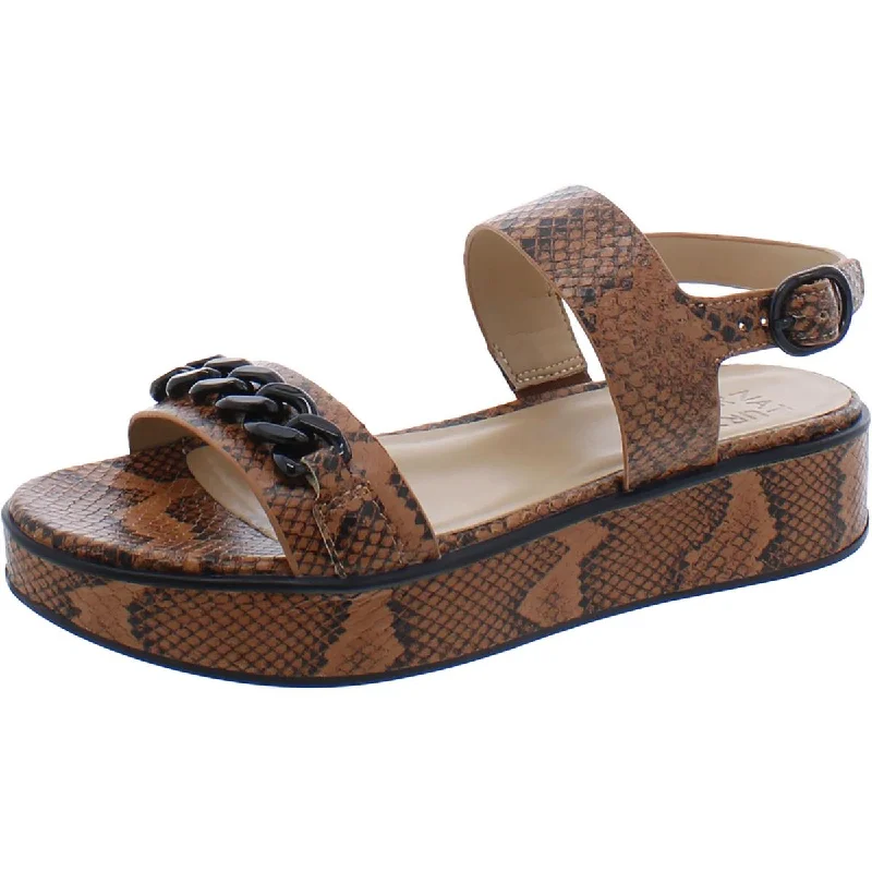 Best sandals for summer seaside evenings-Naturalizer Womens Carlyle Leather Snake Print Platform Sandals