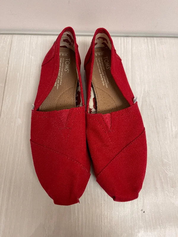 Flats with airy sole supports -Shoes Flats By Toms In Red, Size: 8.5