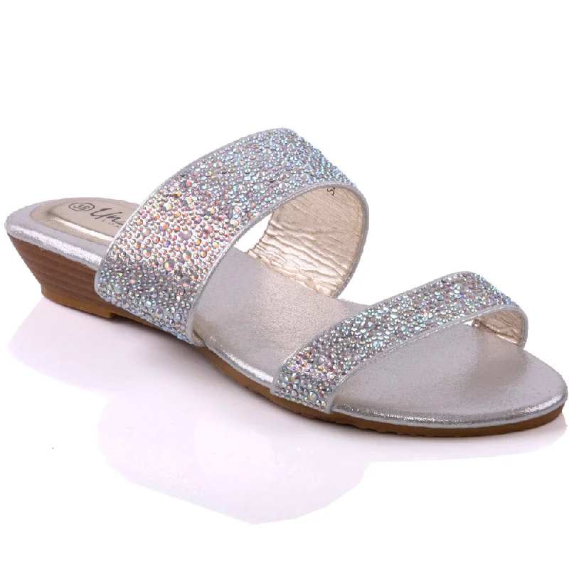 Slippers with green nap dens -Womens ‘Ineza’ Shiny Slippers