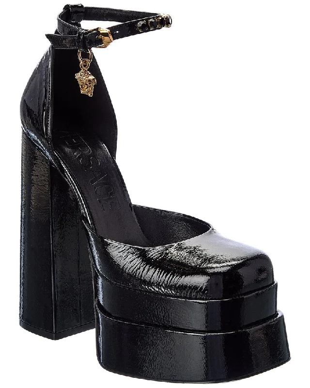 High heels with springy sole padding -Versace Medusa Patent Platform Pump