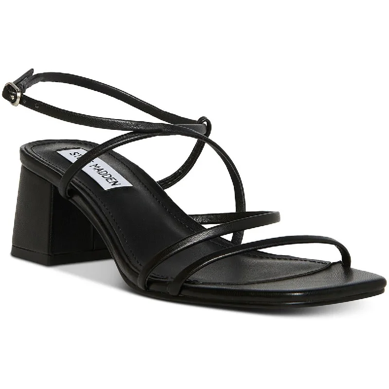 Lightweight sandals for warm coastal evenings-Steve Madden Womens Rianna Faux Leather Strappy Block Heels