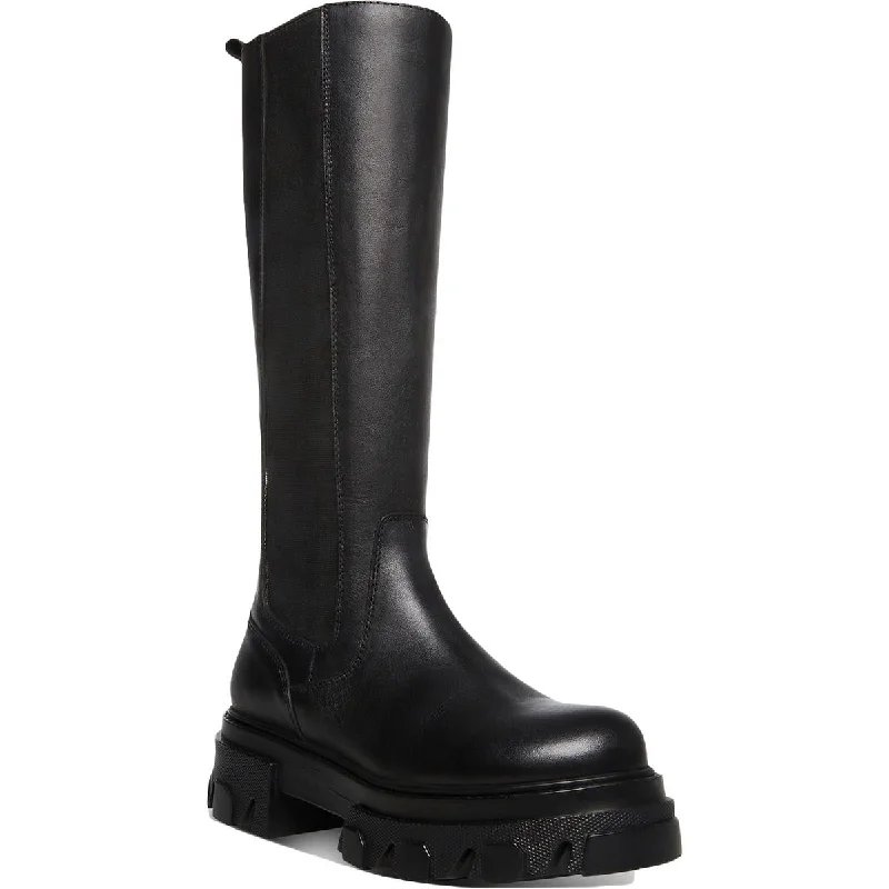 Boots with rain-safe ridge soles -Steve Madden Womens Esma Lugged Sole Tall Knee-High Boots