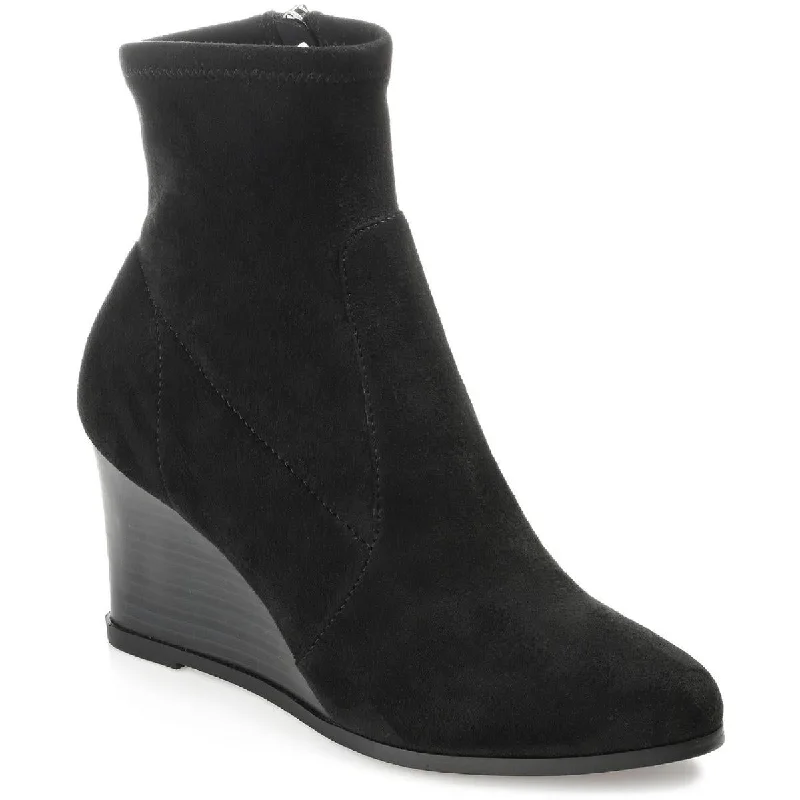 Boots with gentle ridge treads -Journee Collection Womens Hepburn Faux Suede Ankle Wedge Boots