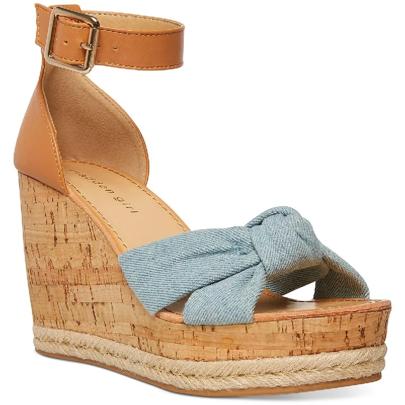 Best sandals for summer coastal evenings-Madden Girl Womens Colette Knot-Front Ankle Strap Wedge Heels