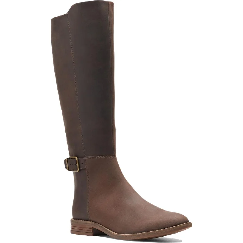 Boots with evening ridge hush -Clarks Womens Camzin Branch Leather Almond Toe Knee-High Boots