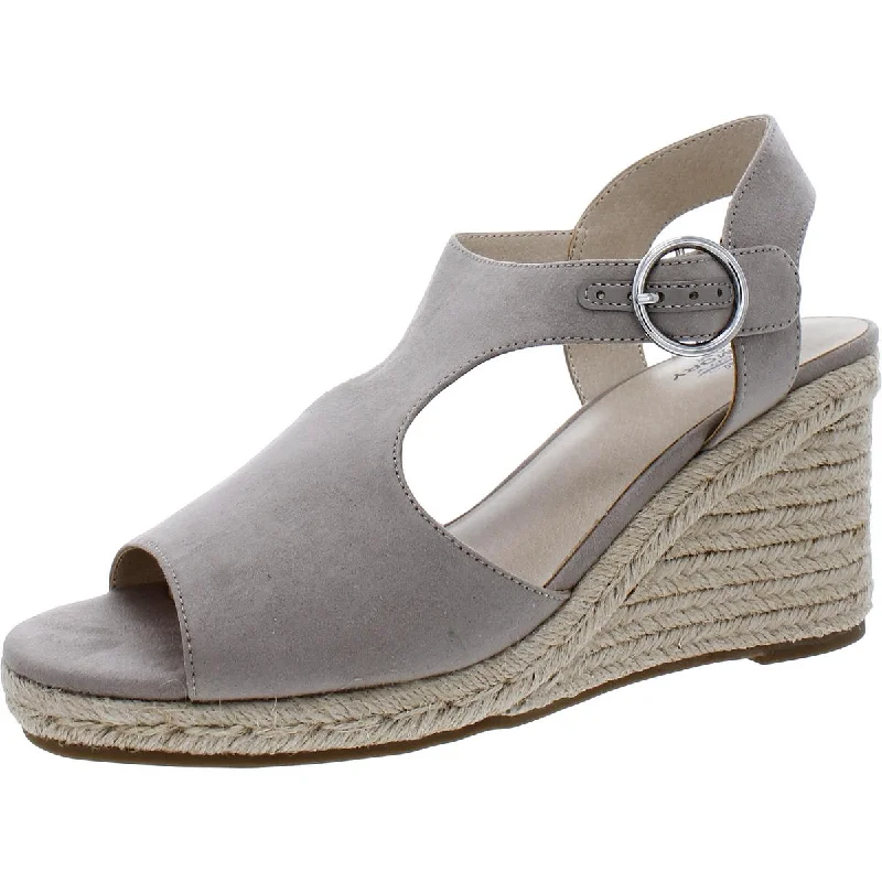 Breathable sandals for airy shore evenings-LifeStride Womens Tersa Faux Suede Ankle Strap Wedge Heels