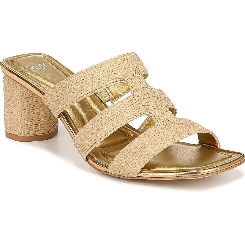 Non-slip sandals for wet shore evenings-Sarto Franco Sarto Womens Raffia Slip-On Slide Sandals