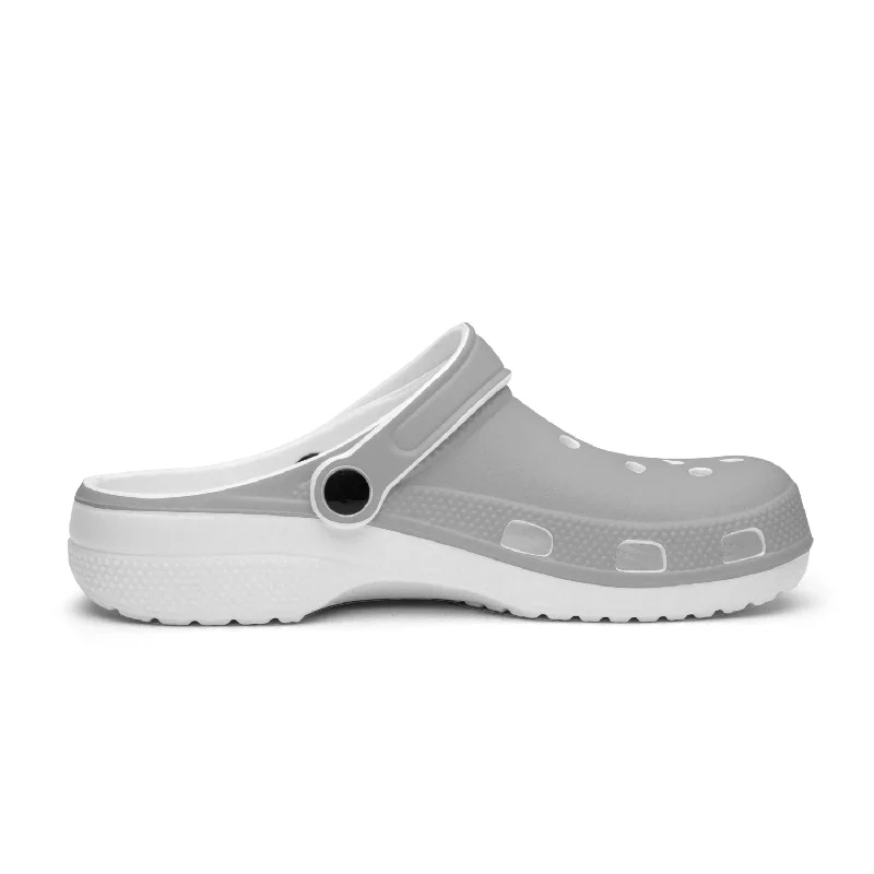 Affordable sandals for sunny shore evenings-Pastel Grey Color Unisex Clogs, Best Slip On Sandals, Best Solid Grey Color Unisex Classic Lightweight Best Sandals For Men or Women