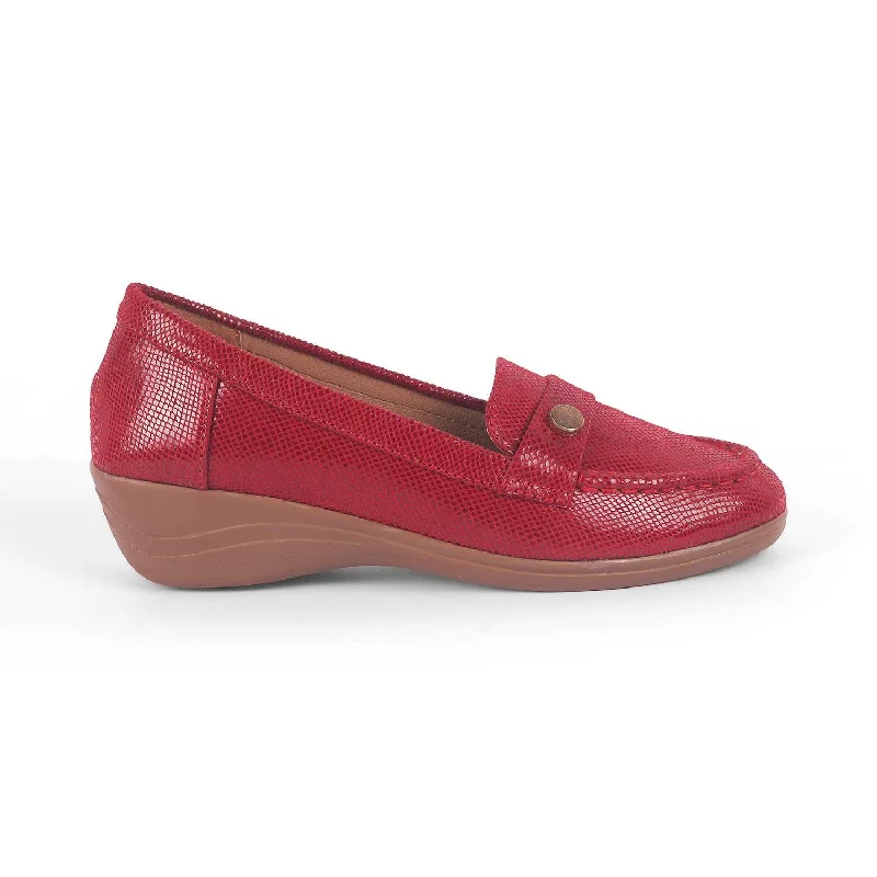 Comfortable loafers for long evening walks-Tresmode Marcoval Red Women's Dress Wedge Loafers