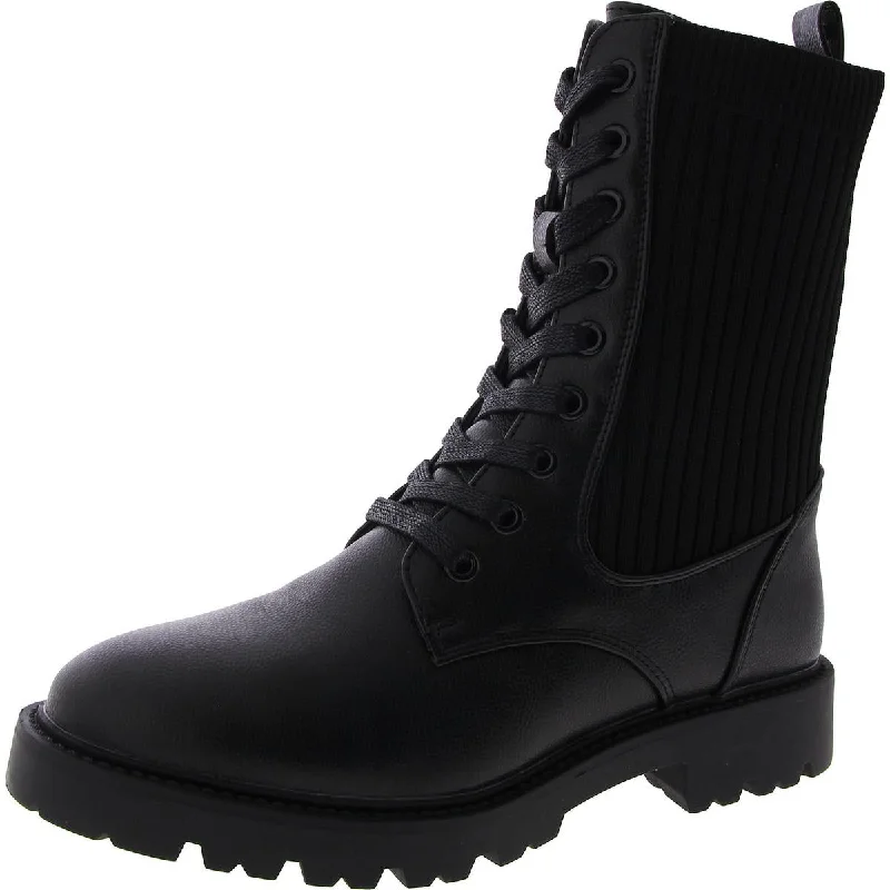 Boots with evening ridge hush -French Connection Womens Faux Leather Lace Up Combat & Lace-Up Boots