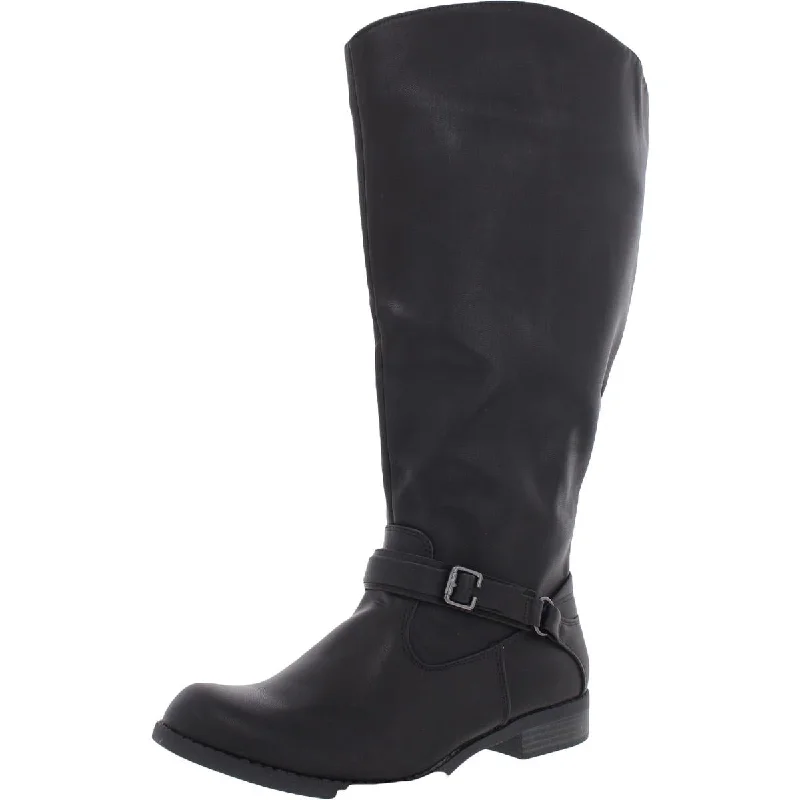 Old boots with ridge hush -Easy Street Womens Quinn Faux Leather Tall Knee-High Boots