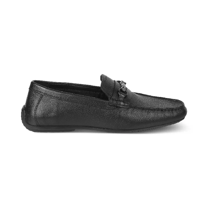 Cheap loafers for simple evening comfort-The Sandee Black Men's Leather Driving Loafers Tresmode