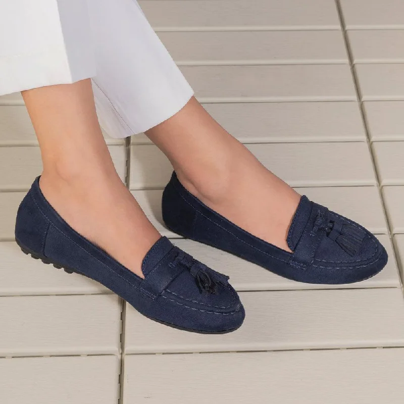 Soft loafers for relaxed evening comfort-The Bonum Blue Women's Dress Tassel Loafers Tresmode