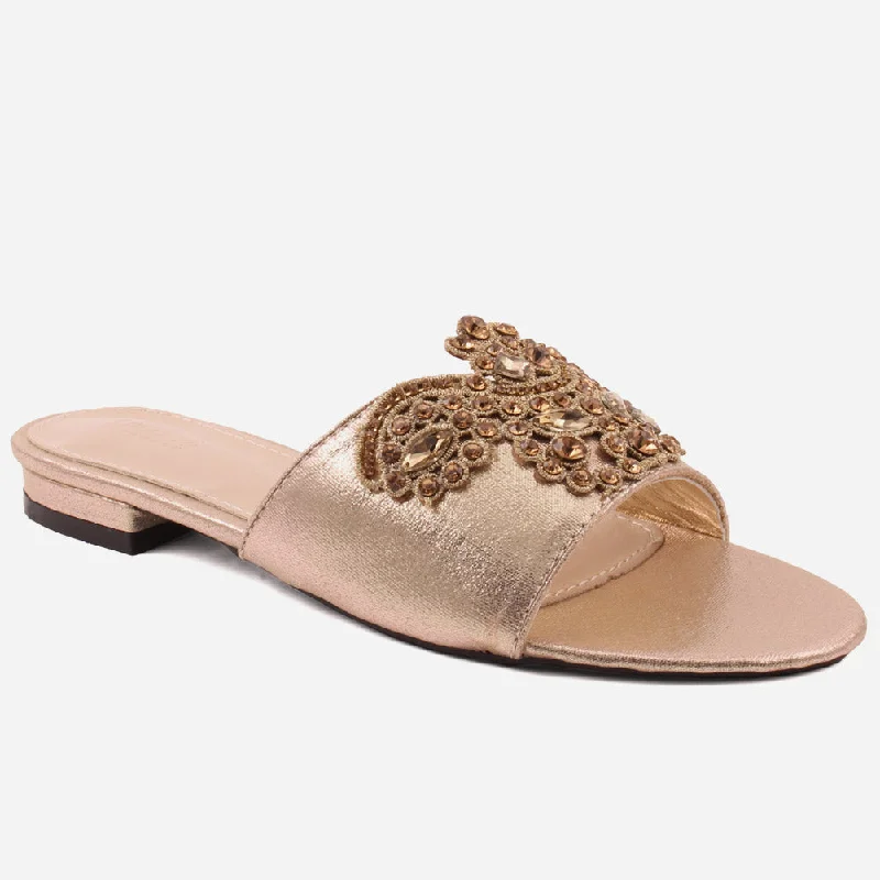 Slippers for damp nap dusk -Women "BELLA" Adorned with Diamante Evening Slip On Slippers