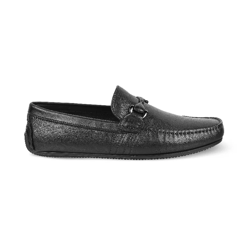 Affordable loafers for family night comfort-Tresmode Meroc Black Men's Leather Driving Loafers