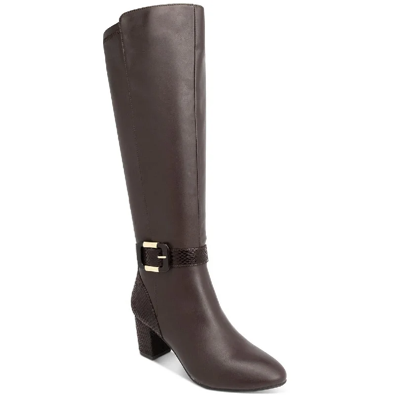 Boots with vivid trail shades -Karen Scott Womens Isabell Faux Leather Tall Knee-High Boots