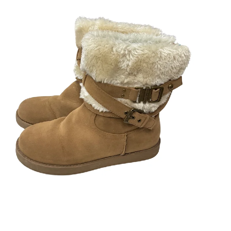 Flats for icy sidewalk walks -Boots Ankle Flats By G By Guess In Tan, Size: 7