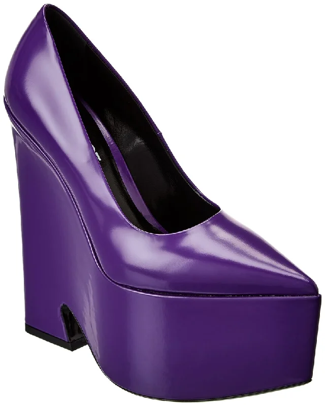 High heels with faint metallic gleams -Versace Tempest Leather Platform Pump