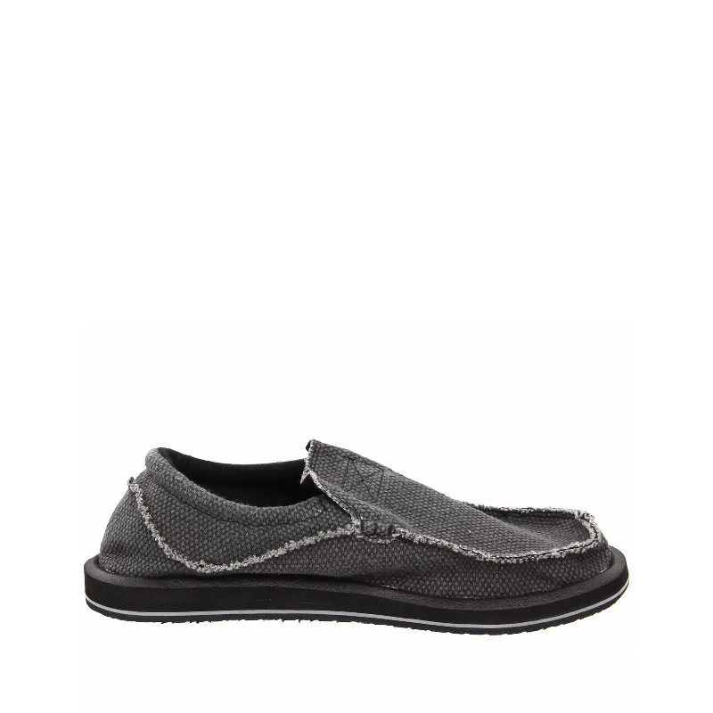 Lightweight loafers for hot evening strolls-Men's Shoes Sanuk CHIBA Slip On Sidewalk Surfers Loafers SMF1047 BLACK