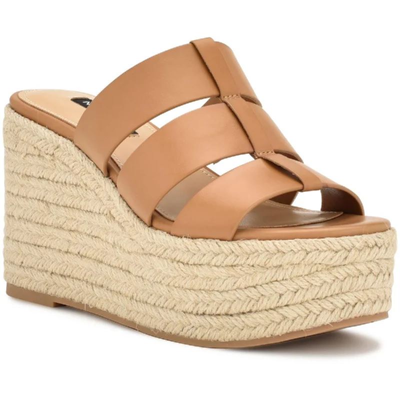 Soft sandals for gentle coastal evenings-Nine West Womens Keran 3 Faux Leather Slip On Platform Sandals