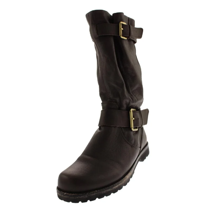 Gritty ridge boots for men -Gentle Souls Womens Buckled Up  Leather Mid-Calf Riding Boots