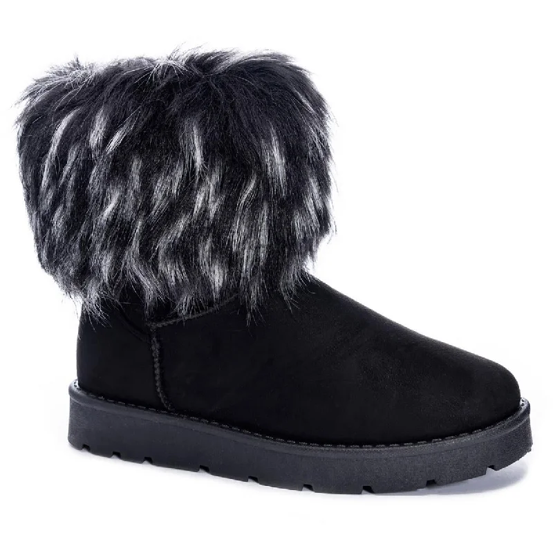 Luxe boots for sharp hikers -Dirty Laundry Womens Sugar Hill Faux Fur Ankle Shearling Boots