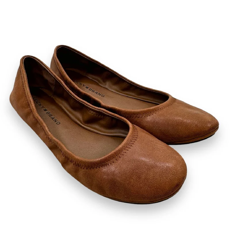 Flats for men with ankle padding -Shoes Flats By Lucky Brand In Tan, Size: 9