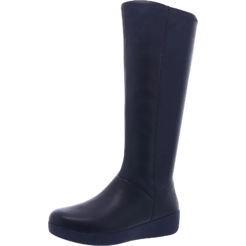 Boots with snug ridge soles -Fitflop Womens SUMI KNEE-HIGH Leather Pull On Knee-High Boots