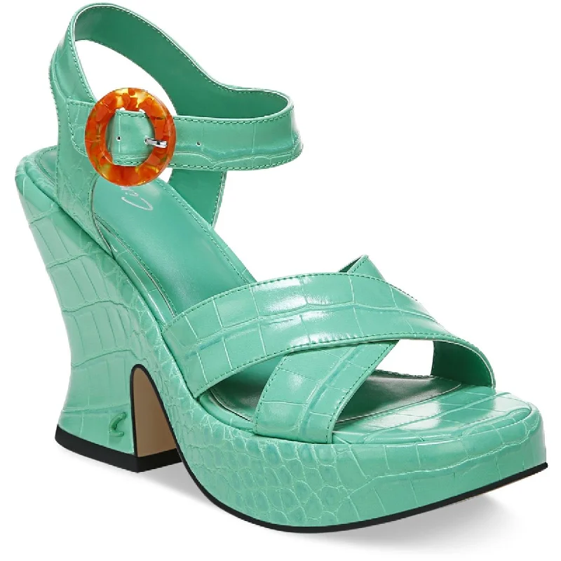 Stylish sandals for sunny beach evenings-Circus by Sam Edelman Womens Peony Embossed Ankle Strap Platform Sandals