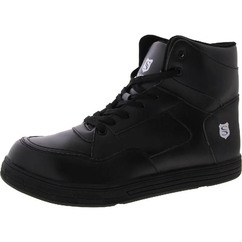 Athletic shoes for uneven paths -SUADEX Mens Faux Leather Comfort High-Top Sneakers