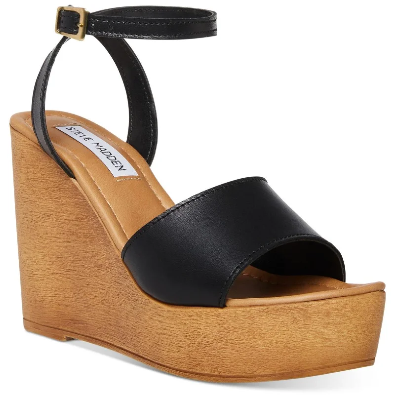 Waterproof sandals for coastal tide evenings-Steve Madden Womens Welsh Buckle Wedge Heels