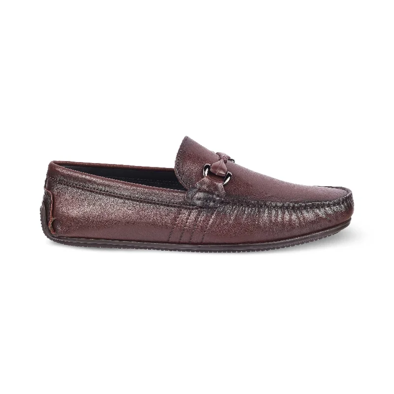 Slip-on loafers for easy evening walks-Tresmode Meroc Brown Men's Leather Driving Loafers