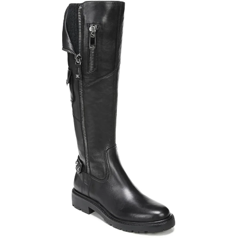 Boots with soft ridge pads -Sam Edelman Womens Lacy Leather Knee-High Motorcycle Boots