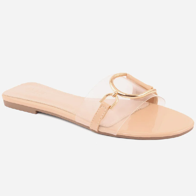 Slippers with luxe nap spoils -Women "SOFIA" Transparent Upper Slippers