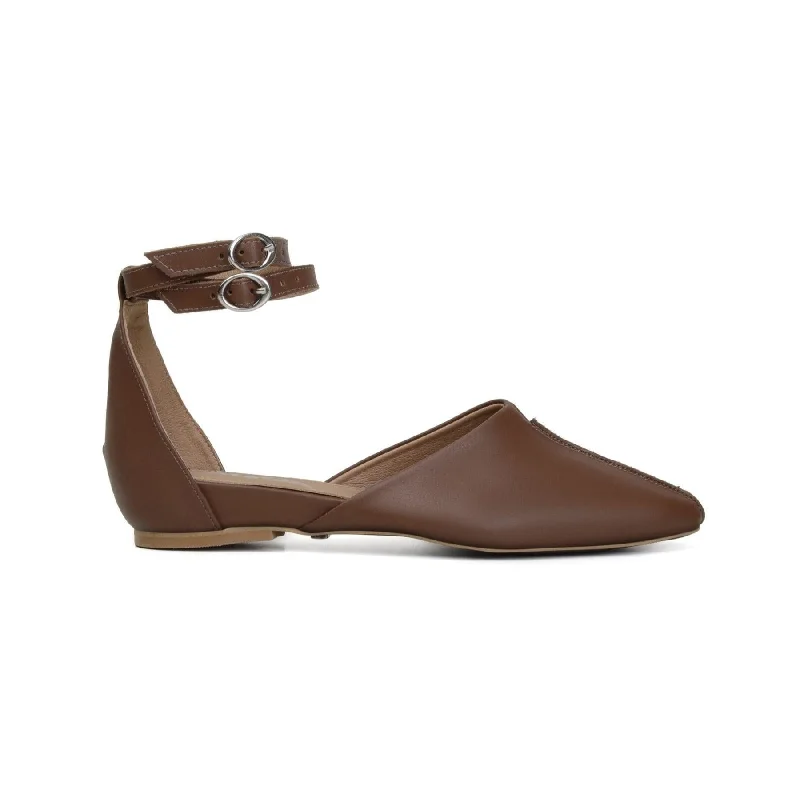 Flats for icy bridge walks -'Giselle' women's cognac flat with ankle-strap by Zette Shoes