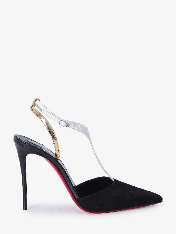 High heels for indoor dusk strolls -CHRISTIAN LOUBOUTIN Elegant Pointed Pumps with Adjustable Ankle Strap - 10cm Heel