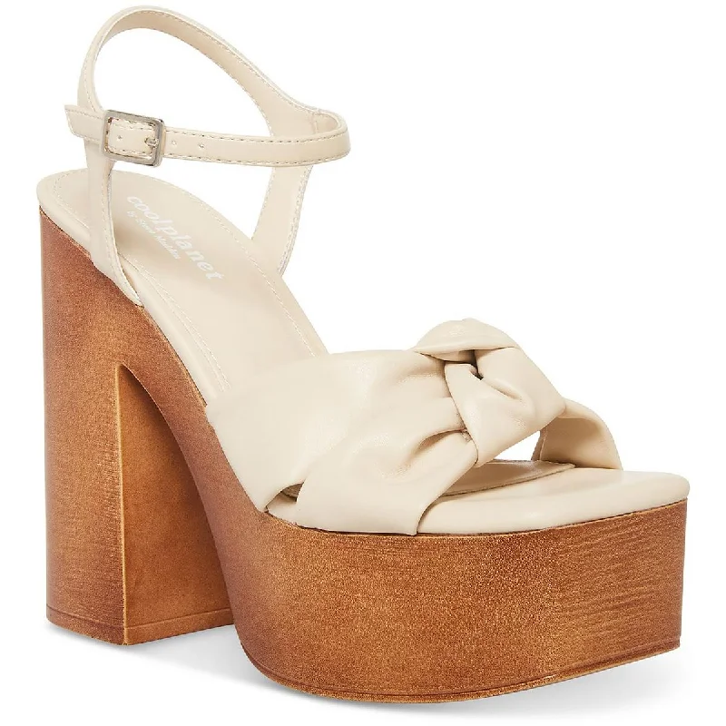 Trendy sandals for summer coastal evenings-Cool Planet by Steve Madden Womens Jilly Buckle Square Toe Platform Heels