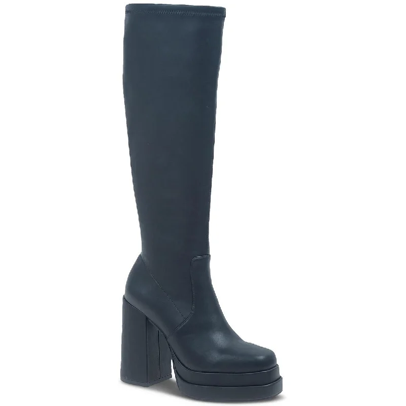 Neat boots with crisp edges -Wild Pair Womens Olyvia Faux Leather Knee-High Boots