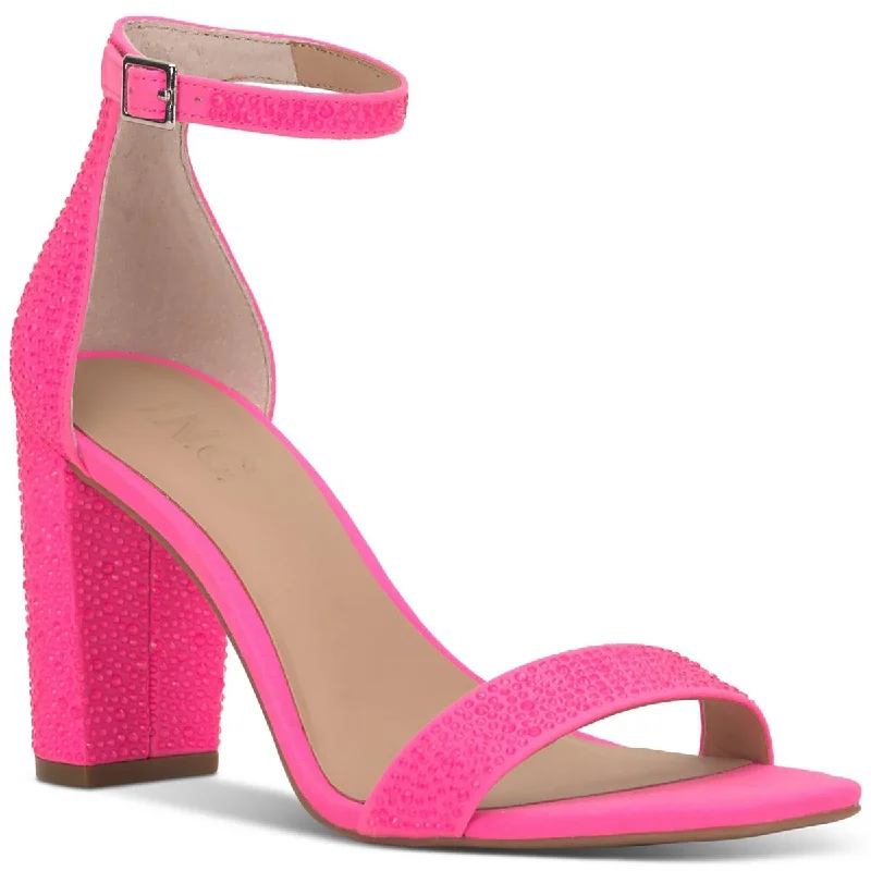 Affordable sandals for sunny shore evenings-INC Womens LEXINI2F Faux Suede Buckle Ankle Strap