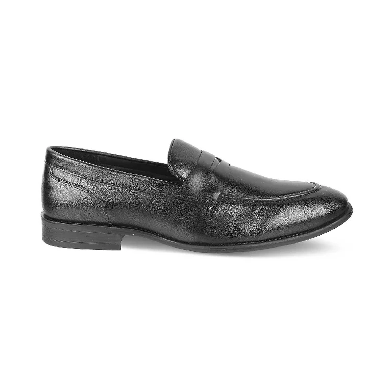 Cushioned loafers for soft evening comfort-Tresmode Dawson Black Men's Leather Penny Loafers