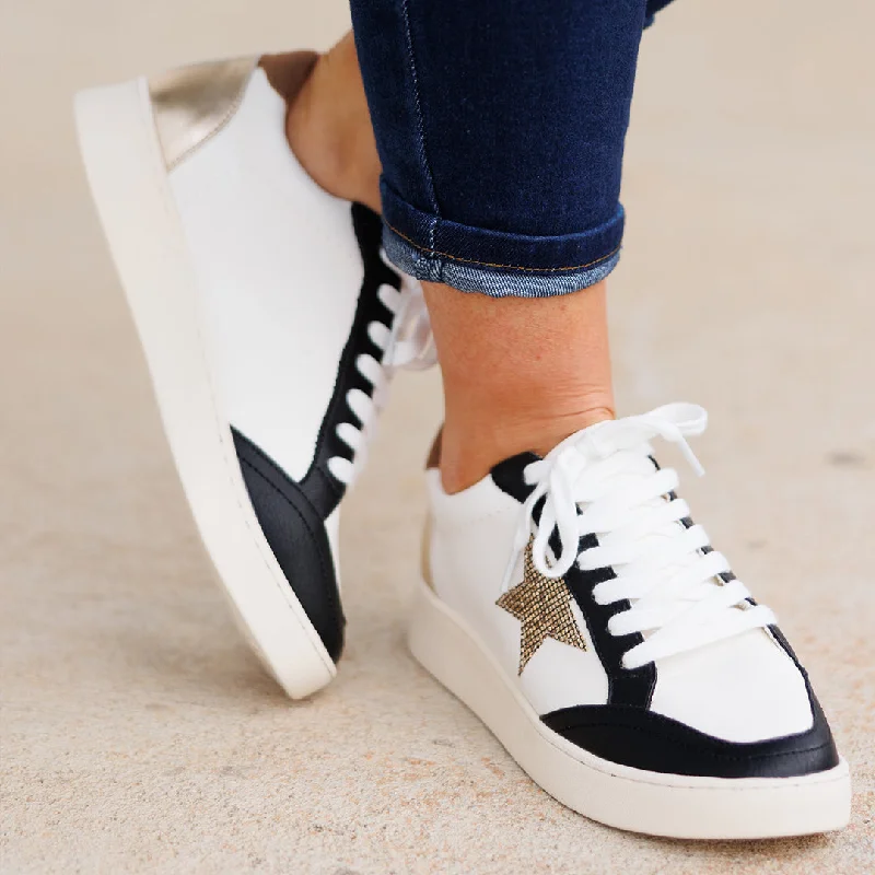 Athletic shoes with sturdy linings -The Star That Shines Sneakers, White